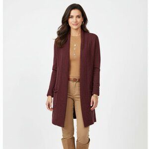 Anthropologie Saturday Sunday Plum Purple Knit Open Front Cardigan Sweater S